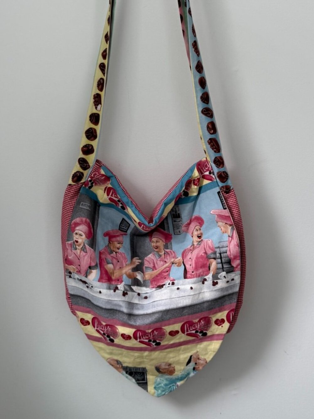 Handmade I LOVE LUCY "Job Switching" Chocolate Factory Fabric Hobo Bag